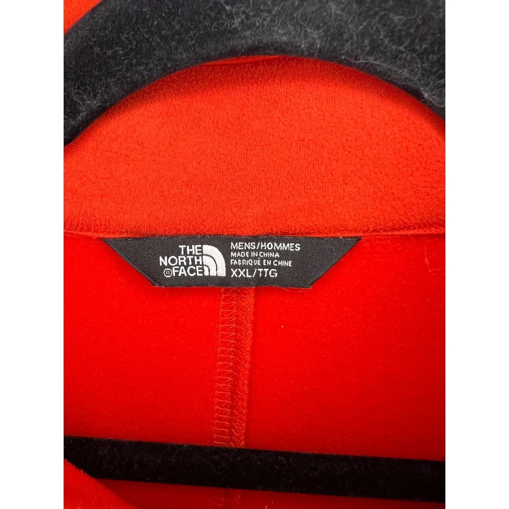 The North Face Mens Full Zip Fleece Jacket Chest Pocket Orange XXL
